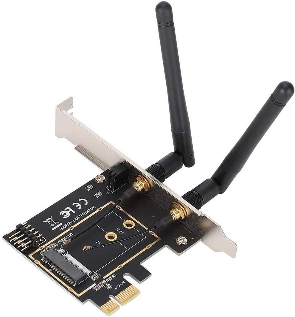 Wifi Adapterkaart - Netwerkkaart Uitbreiding - Draadloze Verbinding - Stabiele Prestaties - PCI-E 1X - Default