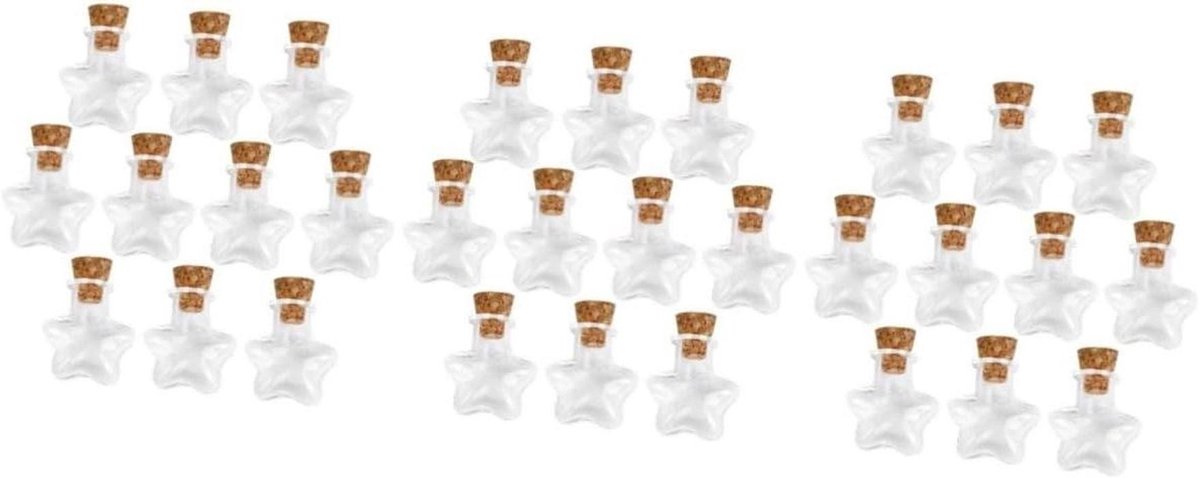 Mini Glazen Flesjes - Wenspotjes Kurk - Decoratie Knutselen - Handgemaakte Kwaliteit - 30 