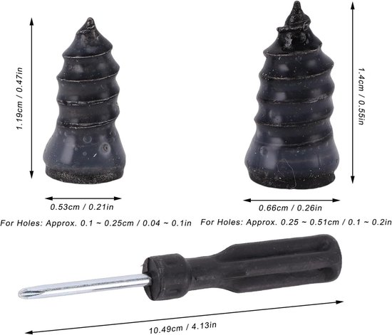 Bandenreparatie Kit - Rubberen Nagels - Band Lekken Dichten - Zelfklevend Spiraalontwerp - 60 Stuks - Zwart — afbeelding 4