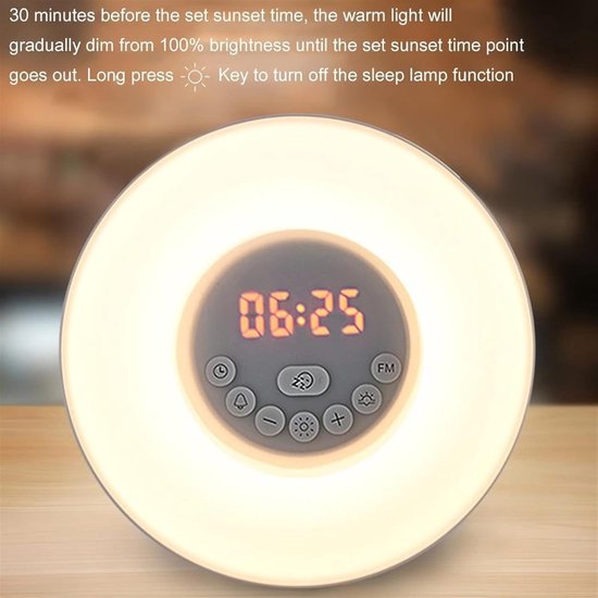 Slimme Wekker - Nachtlamp Digitale Klok - Rustig Wakker Worden - Zonsopkomst Simulatie - Extra Groot Display - Wit — afbeelding 3