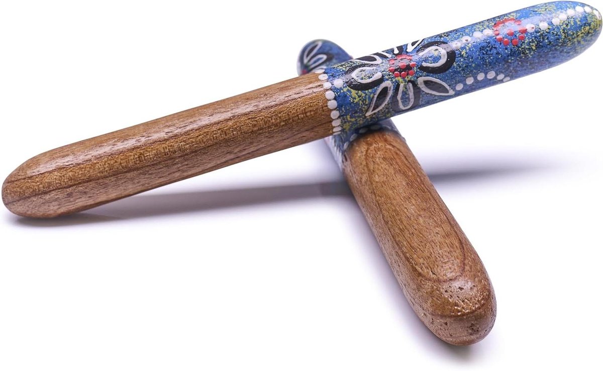 Ritmestokken - Percussie stokken - Muziek maken - Traditioneel design - 25 cm - Blauw