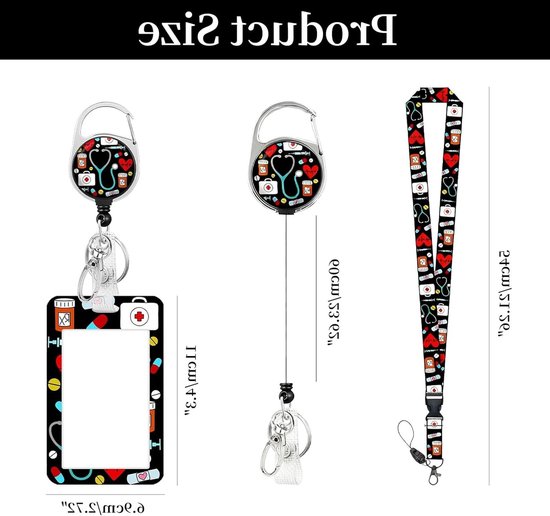 Retractable Lanyard met ID Badge Houder en Afneembare Badge Reel voor Medisch Personeel, Ideaal voor Artsen en Apothekers met Verticale Kaartbescherming — afbeelding 2