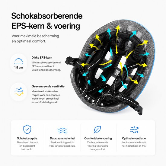 Suotu Kinderhelm - Buitenspeelgoed - helm - fietshelm kind - Fietshelm Jongens en Meisjes - S - 52-56CM - Blauw van Suotu — afbeelding 5