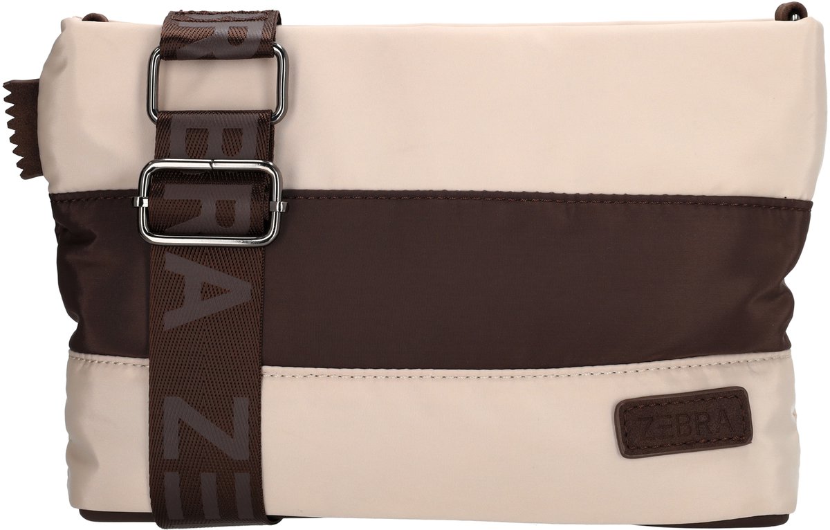 Zebra Elske Schoudertas - Crossbodytas - Verstelbare/Afneembare Schouderband - Praktisch Ingedeeld - Lichtgewicht - streep bruin/beige
