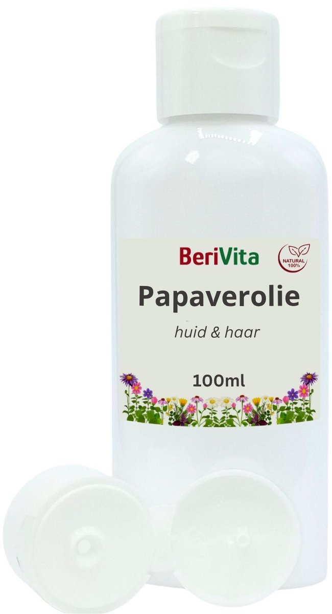 Papaverolie Puur 100ml - Onbewerkte Papaver Olie voor Huid en Haren