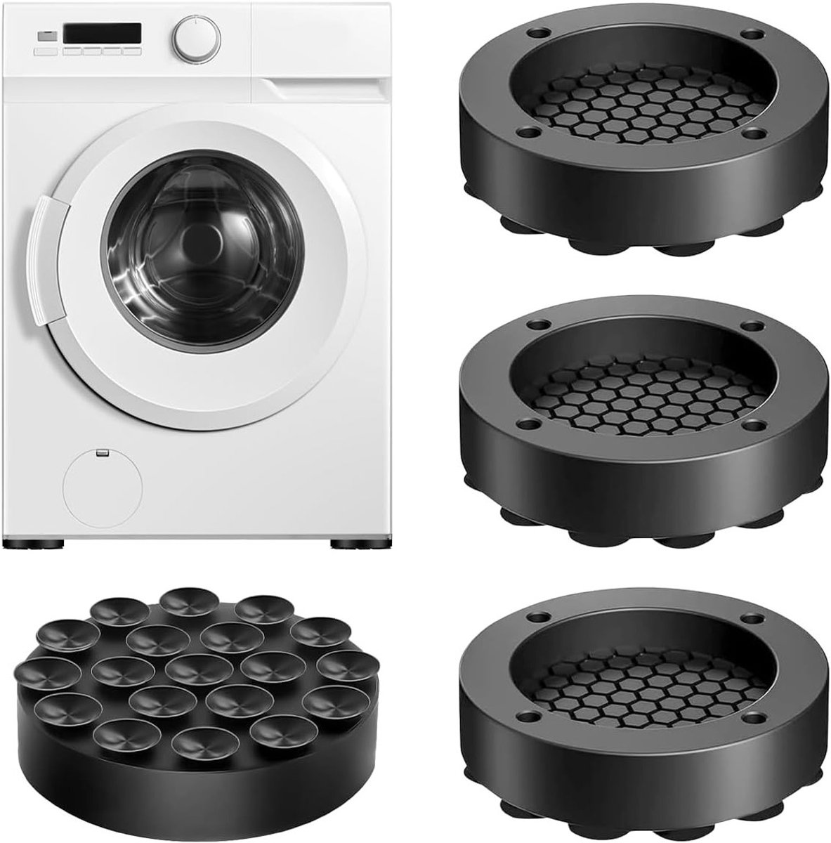 Trillingsdempers voor wasmachines met zuignap, antislipmatten, universele onderleggers voor drogers en meubels, 4 stuks