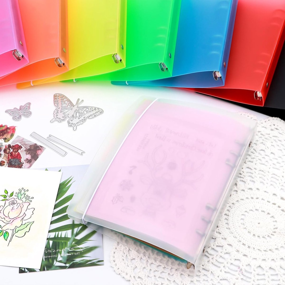 Set van 8 Stuks A5 6-Ring Binder Covers van Zacht PVC - Transparant en Matte Oppervlakte voor Herbruikbare Notitieboekjes en Stempel- en Stansopslag — cadeau in Cadeau-ideeën - foto 7