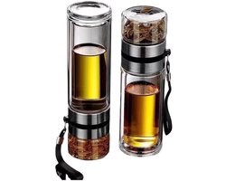 1 stuks/Hitte-isolatie Thee Scheiding Waterbeker Glazen Beker Transparant Zetten Dubbellaags Filter Draagbare High-End Thee Beker Creatief