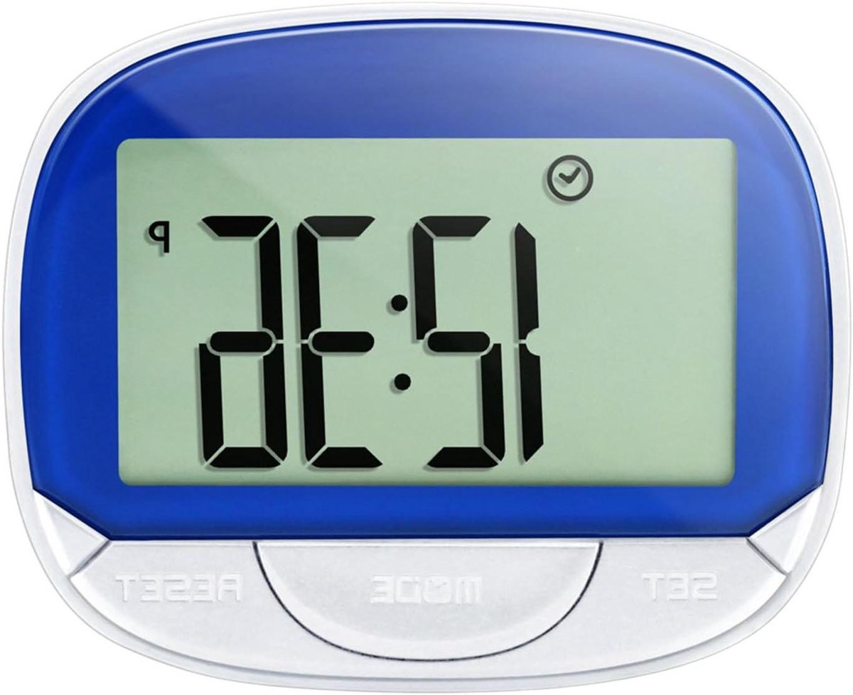 Stap Teller - Calorie Afstand Teller - Wandelen Fitness - Groot Breedbeeld Display - 65x52x23mm - Blauw