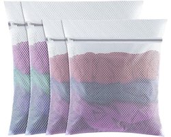 4-delige Waszakken Set - 2 Groot + 2 Medium - Fijnmazig Polyester Met Ritssluiting - Herbruikbaar voor Delicaat Wassen & Wasmachine