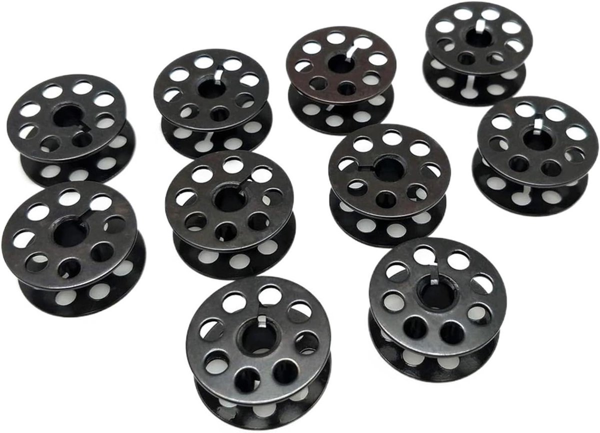 Metalen Spoeltjes - Naaimachine Klossen - Kleding Herstellen - Roestvrij en Stevig - 10 Stuks M - Zwart