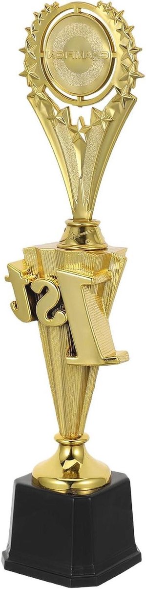 Plastic Trofee - Eerste Prijs - Sportwedstrijden Vieren - Stabiele Voet - 35 cm - Goud