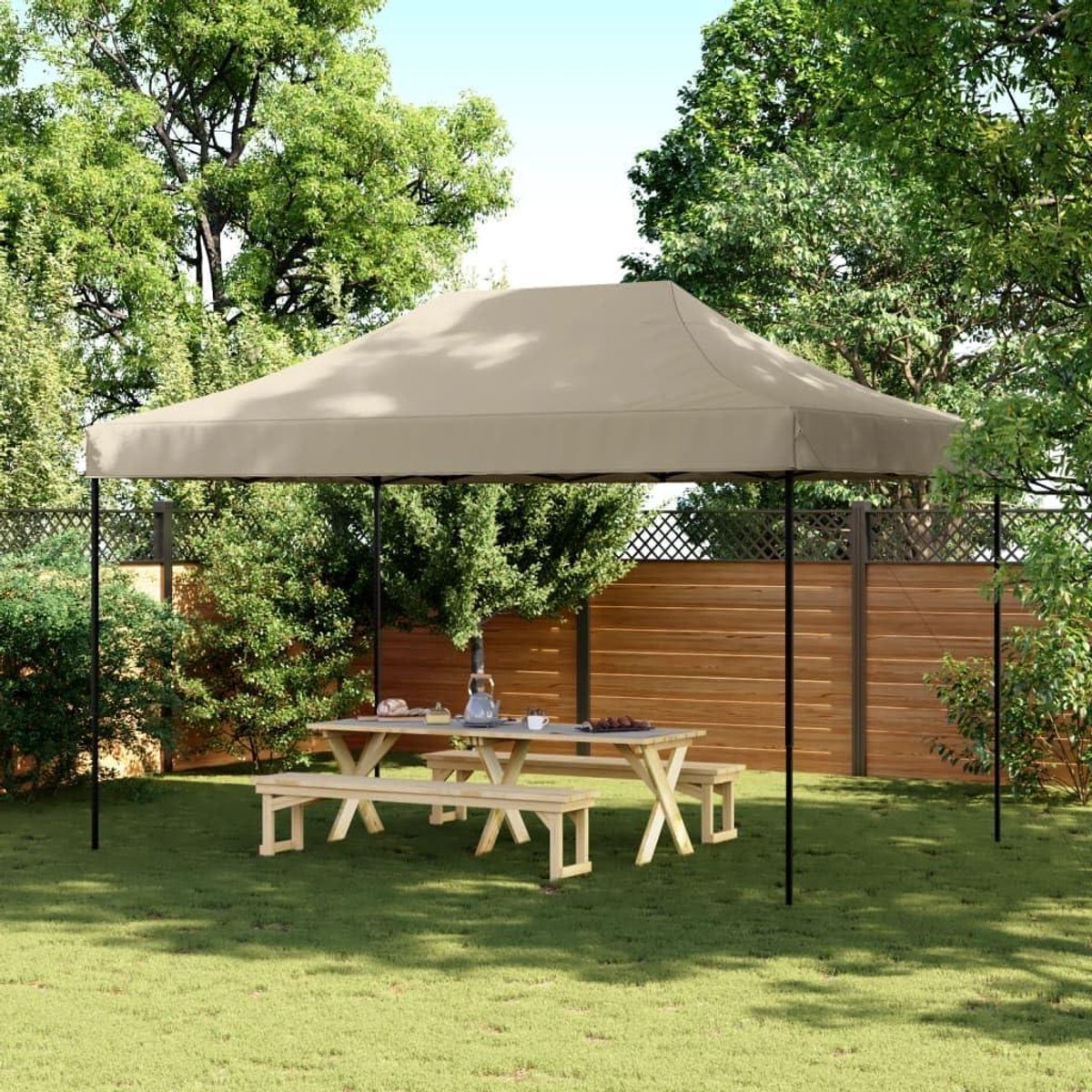 Opvouwbare Partytent - Feesttent Paviljoen - Buitenfeesten Organiseren - Waterdicht UV-bescherming - 292 x 292 x 315 cm - Taupe