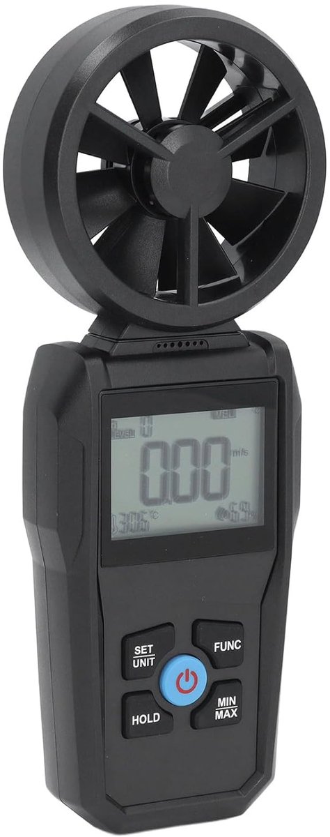 Digitale Anemometer - Windsnelheid Meter - Luchtstroom Meten - Hoge Nauwkeurigheid - 180 Graden Rotatie - Grijs — afbeelding 2