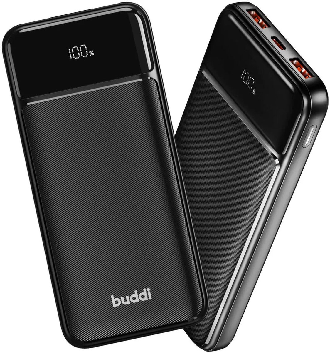 Duo Pack 10.000 mAh Powerbank Buddi Boost - Reisformaat - LED Display - USB-A - USB-C Snelladen - Universele Draagbare Oplader voor Telefoon & Tablet - Noodpakket - Ideaal voor Handbagage - Zwart – foto 3