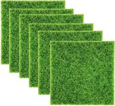 6 Pièces - Gazon artificiel - 15 x 15 cm - Tapis de gazon pour l'intérieur et l'extérieur - Tapis de gazon artificiel vert - Matériaux décoratifs - Parfait pour balcon, terrasse, jardin et aire de jeux - Tapis de gazon artificiel vert décoratif