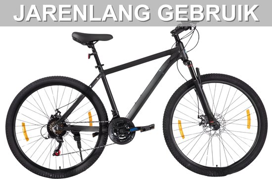 Mountainbike - Voor heren en dames - Hardtail, 21 versnellingen, schijfremmen - 66 cm / 70 cm wielen, zwart, aluminium frame — afbeelding 3