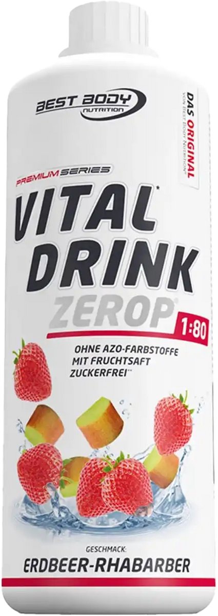 Best Body Nutrition Low Carb Vital Drink - 1000 ml - Strawberry Rhabarber