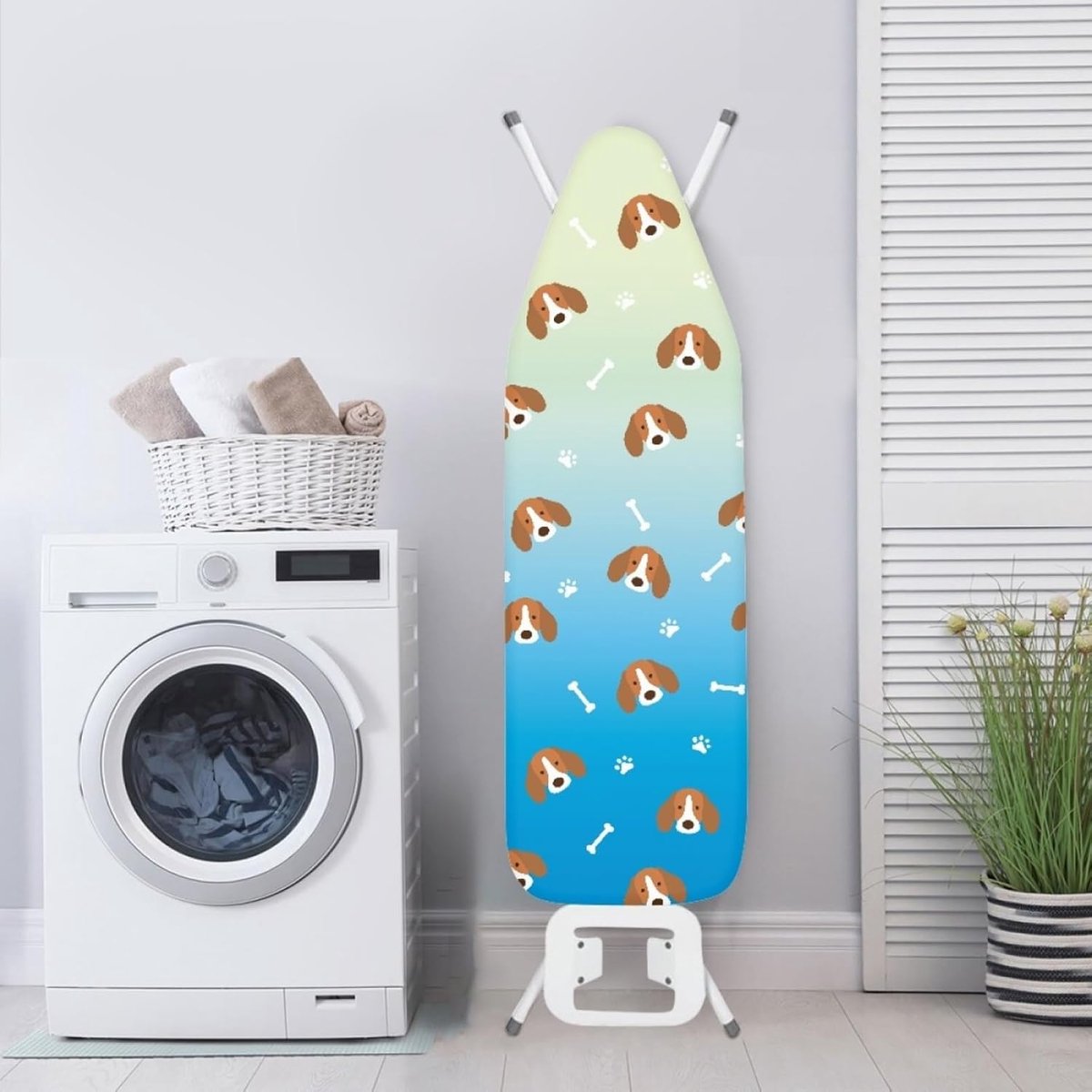 Strijkplankhoes - Universelehoes Stoomijzer - Strijken Thuis - Hittebestendig Katoen - 140 x 45 cm - Blauw Bruin