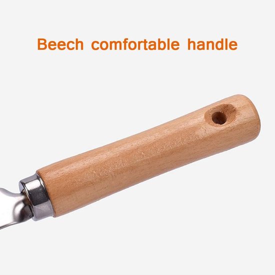 Hand Onkruidvork - Tuingereedschap Verwijderaar - Onkruid Wieden - Roestvrij Staal - 30 cm Lengte - Hout — afbeelding 3