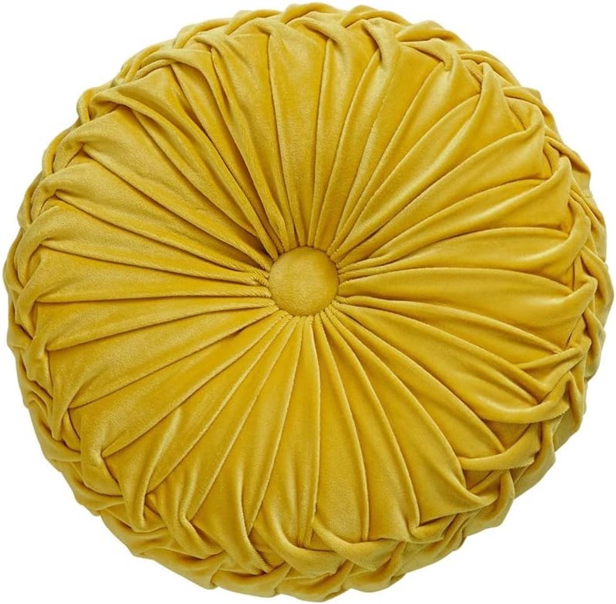 Ronde Zitkussen van 35 cm in Effen Kleur van Velvet voor Thuisdecoratie, Gestikt Rond Kussen, Geschikt voor Bed en Auto (Geel)