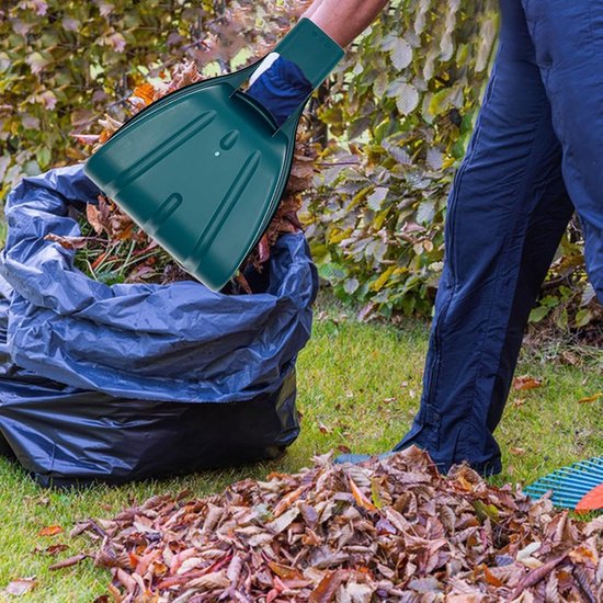 Bladschep en hark - Tuin grijpers - Gazon opruimen - Ergonomisch ontwerp - 35 cm breed - Groen — afbeelding 3
