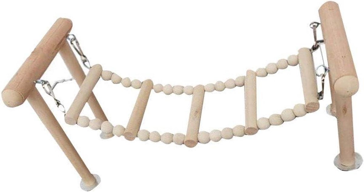 Speelgoed Papegaai Schommel - Vogel Klimtouw - Vogel Beweging - Houten Speelgoed - 30 cm Lengte - Natuurlijk Hout