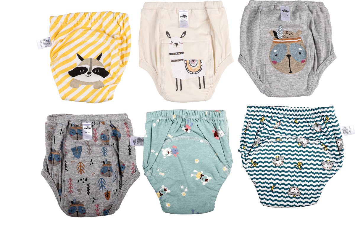 Bummy - Zindelijkheidsbroekjes - Oefenbroekjes zindelijkheid - 6 Stuks - Maat L (14,5-17kg) - Trainingsbroekjes - Wasbaar & Waterdicht - Zacht Premium Katoen - REACH-getest