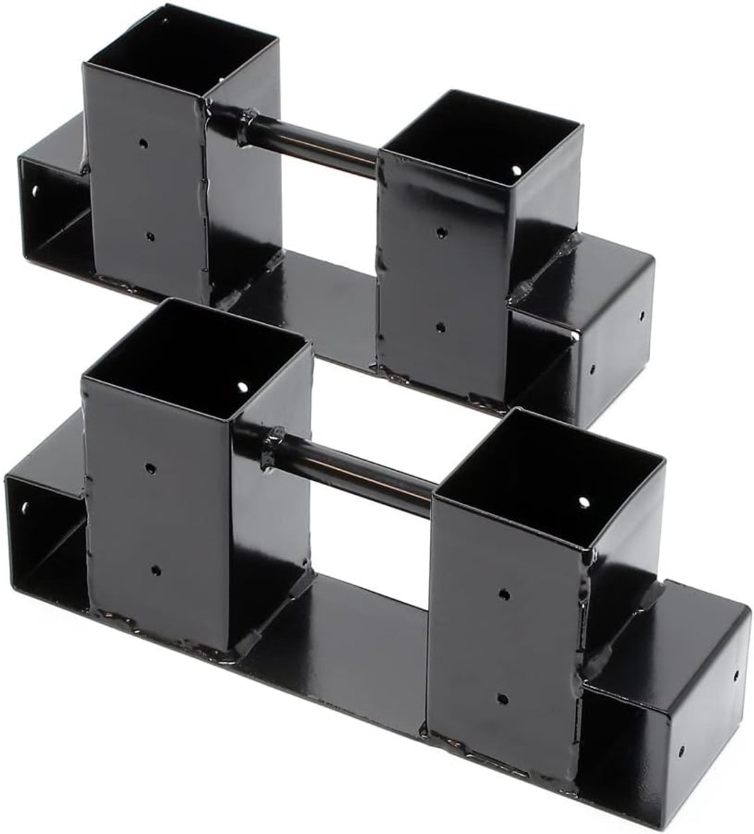 Houtstapelhulp Set - Brandhout Houders - Decoratief Opslaan - Gepoedercoat Staal - 34 x 10 x 15 cm - Zwart