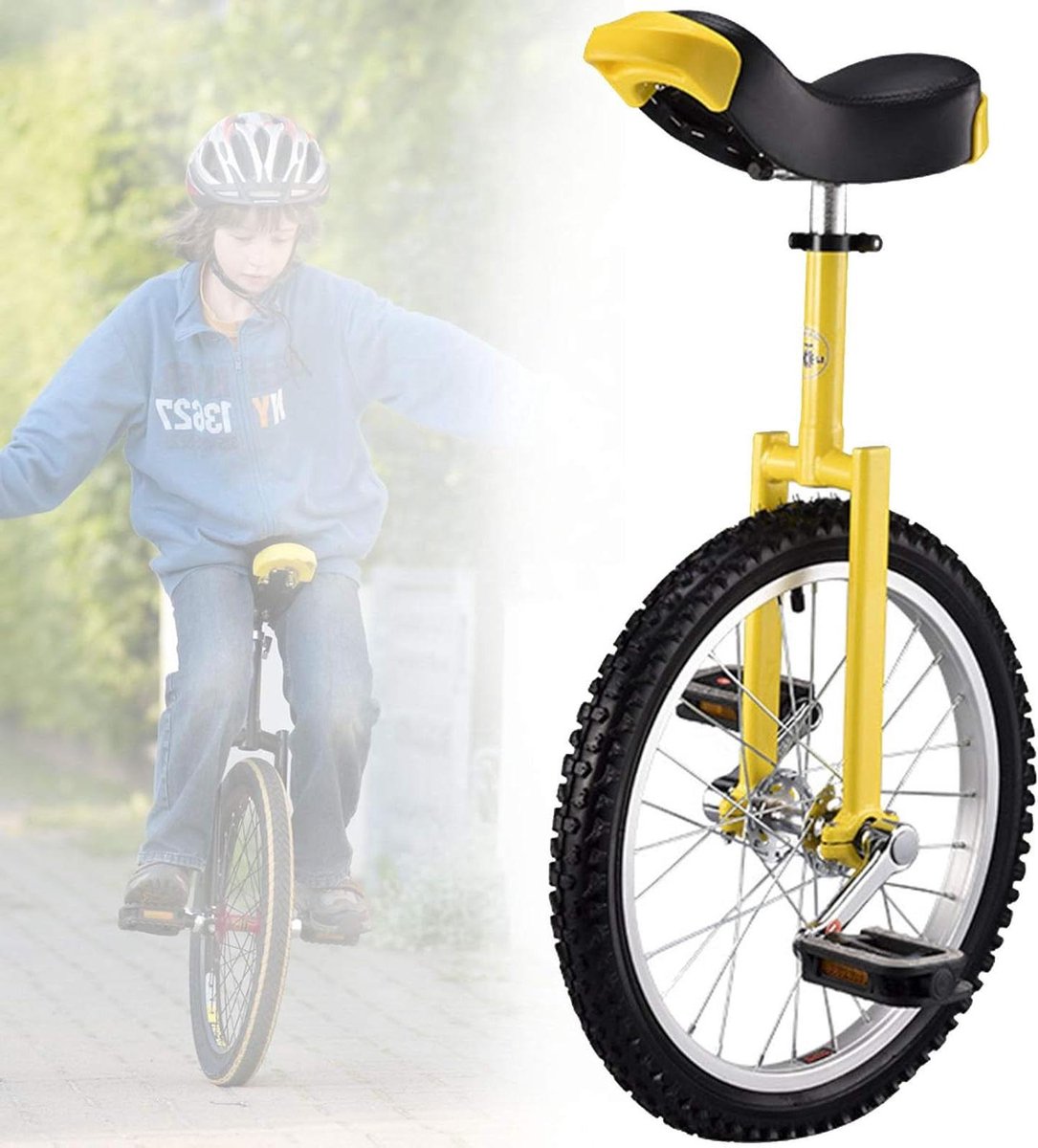 Eenwieler Loopfiets Buitensport Antislip banden 18 inch wiel Geel