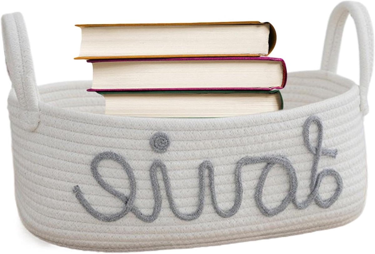 Baby luierorganizer - Opbergmand luiers - Babykamer organiseren - Gemaakt van katoenen touw - 33 x 19 x 12 cm