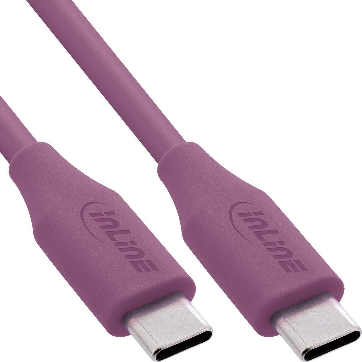 InLine® USB 2.0-kabel, USB-C-snelladingskabel 100 W, Wild Berry/violet 1m