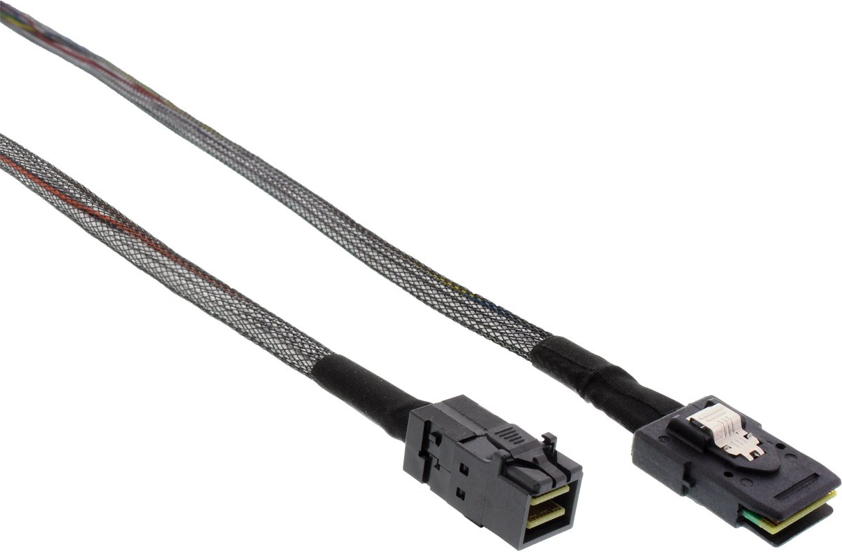 InLine® Mini-SAS HD-kabel, SFF-8643 naar SFF-8087, met zijband, 0,5m