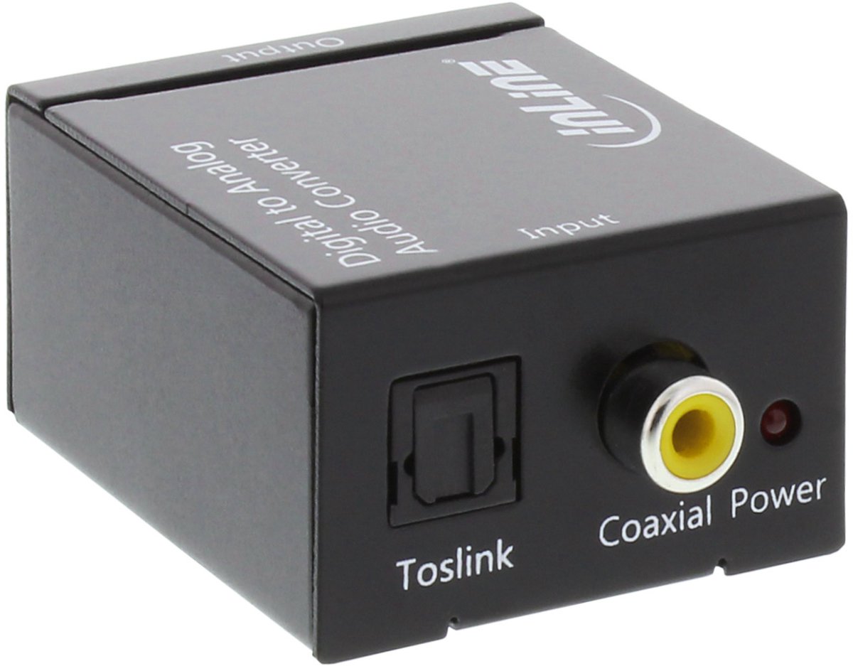 InLine® Audio DA converter, ingang Toslink of Cinch, uitgang 2x Cinch stereo