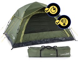 Lumaland kampeertent | Lichte pop-up tent | Koepeltent voor 2-4 personen | Trekking- & festivaltent | Waterdichte tent die in enkele seconden opgezet is, 210 x 190 x 110 cm | Ook ideaal als bescherming tegen wind en zon op het strand