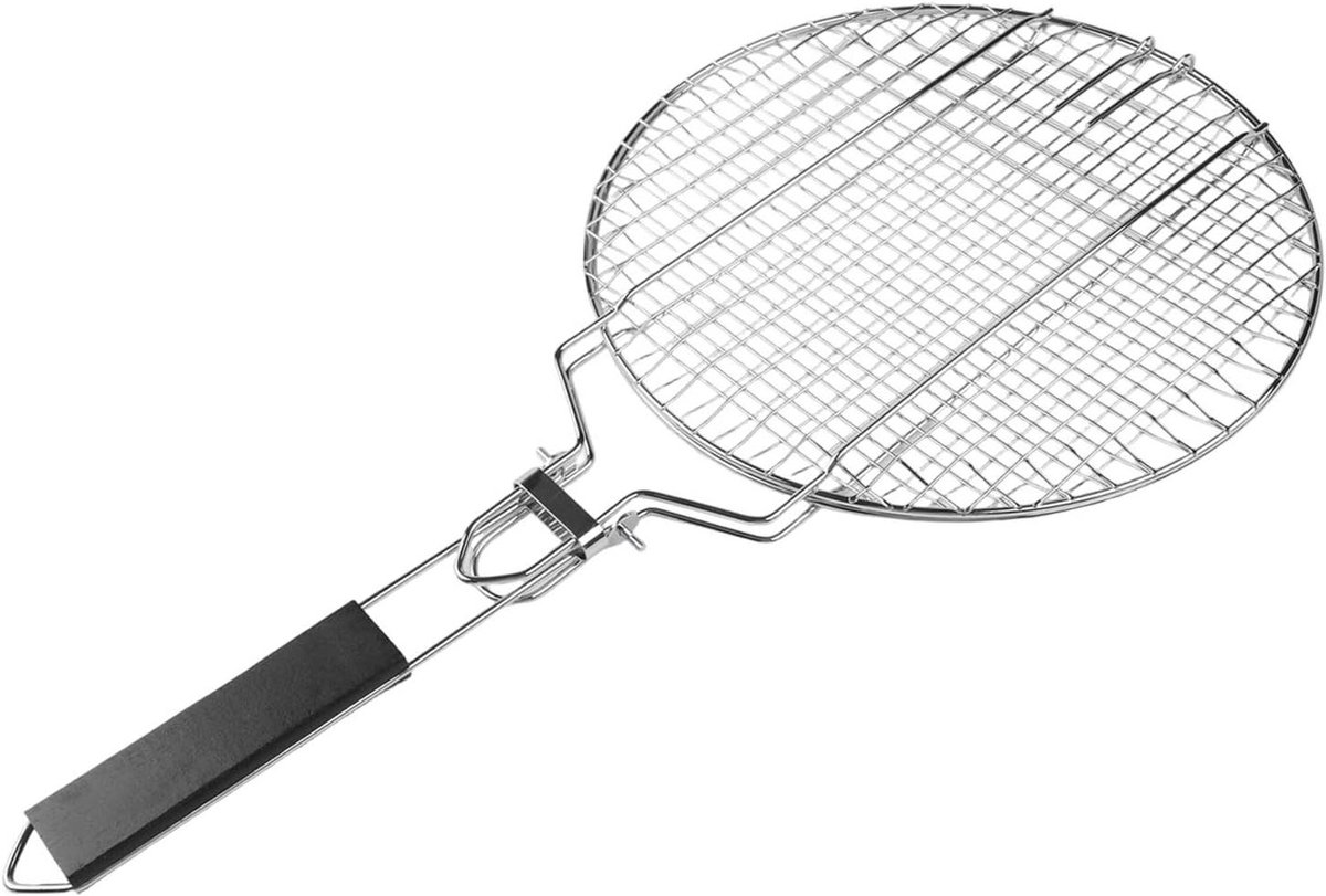 Opvouwbare Grillmand - BBQ Kooi - Buiten Koken - Afneembaar Handvat - 38 x 30 cm - Zilver