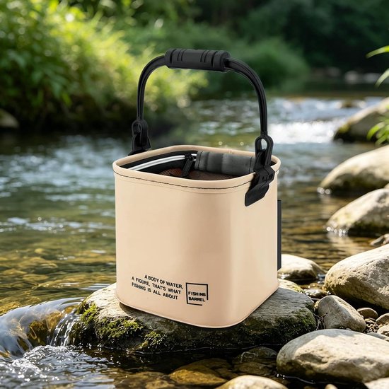 Vis Aas Emmer - Opvouwbare Wasteil - Outdoor Activiteiten - Lekvrije Bescherming - 13 Liter Capaciteit - Zwart — afbeelding 2