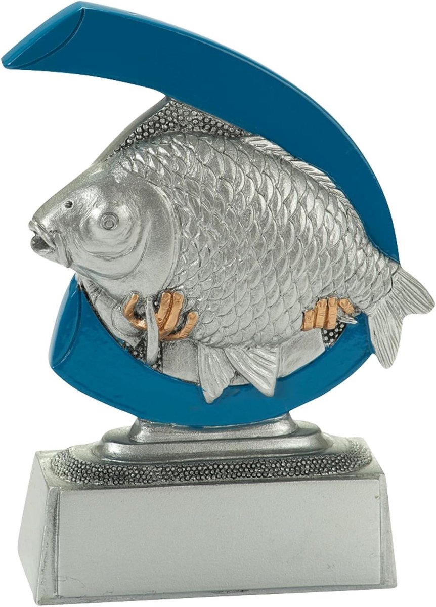 Vis Trofee - Grote Vis - Wedstrijd Prijs - Vis Vangst Design - 10 cm - Blauw Zilver