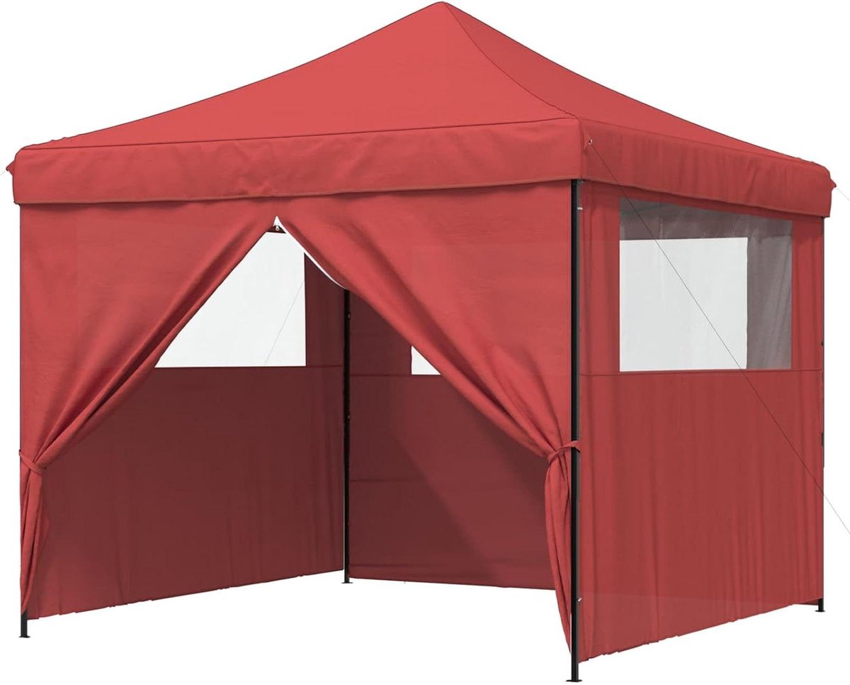 Opvouwbare Partytent - Pop-up Paviljoen - Feestelijke Bijeenkomsten - Gepoedercoat Stalen Frame - 292 x 292 x 315 cm - Bordeauxrood