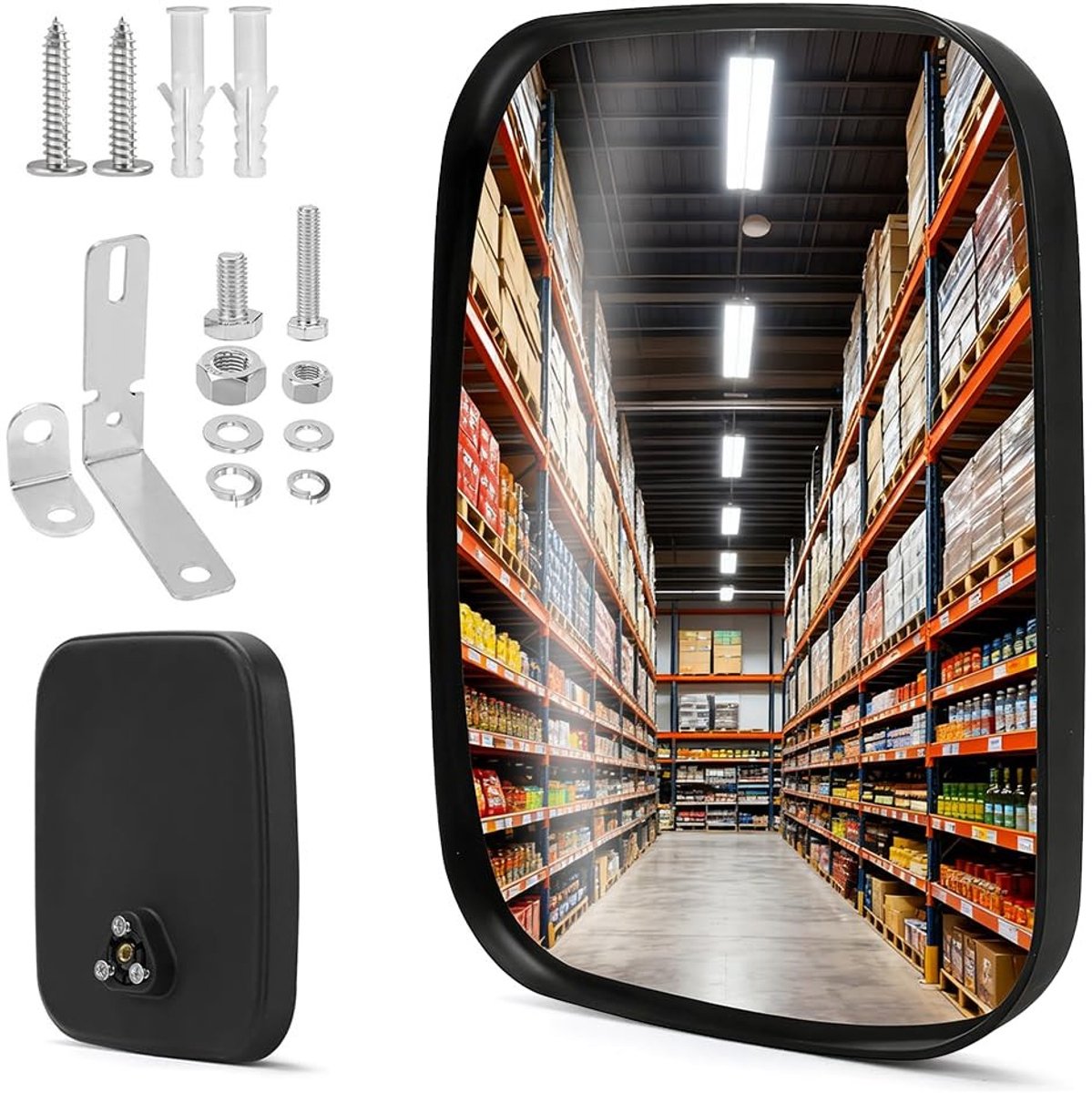 Convex Spiegel 19 x 16 cm, Verstelbare Straatspiegel voor Garages, Opritten en Ziekenhuizen, Brede Hoek voor Binnen en Buiten Gebruik