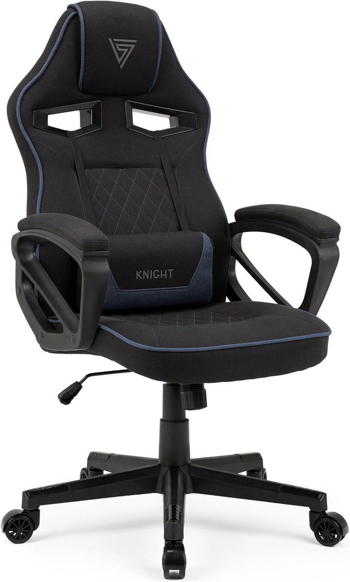 Stoffen Eetkamerstoel Zwart met Blauwe Accent Kleur