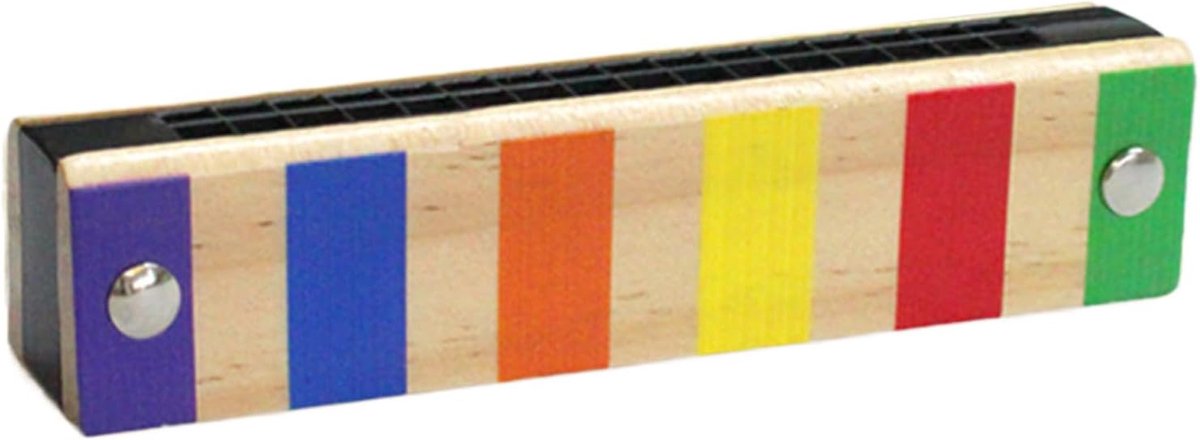 Houten Mondharmonica - Blaasinstrument Kinderen - Muziek Onderwijs - 16 Gaten Structuur - 13.5 x 2.5 x 3.5 cm - Kleurrijk