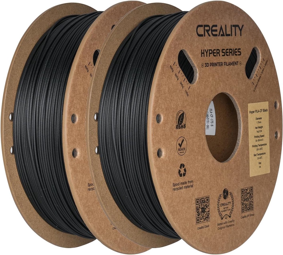 3D Printer Filament - Koolstofvezel PLA - Functionele Onderdelen Printen - Hoge Snelheid Printen - 2 kg - Zwart