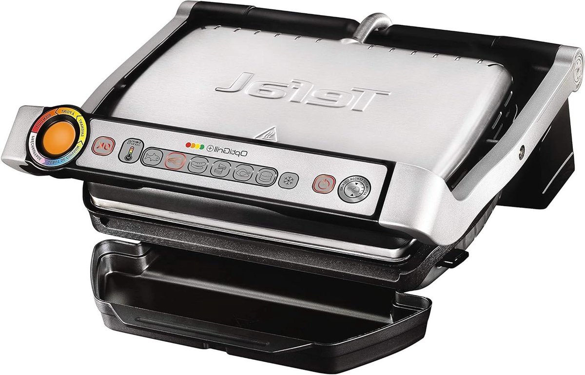 Intelligente contactgrill - Elektrische grill - Perfect grillen - Automatische programma's - 600 cm2 grilloppervlak - Zwart RVS