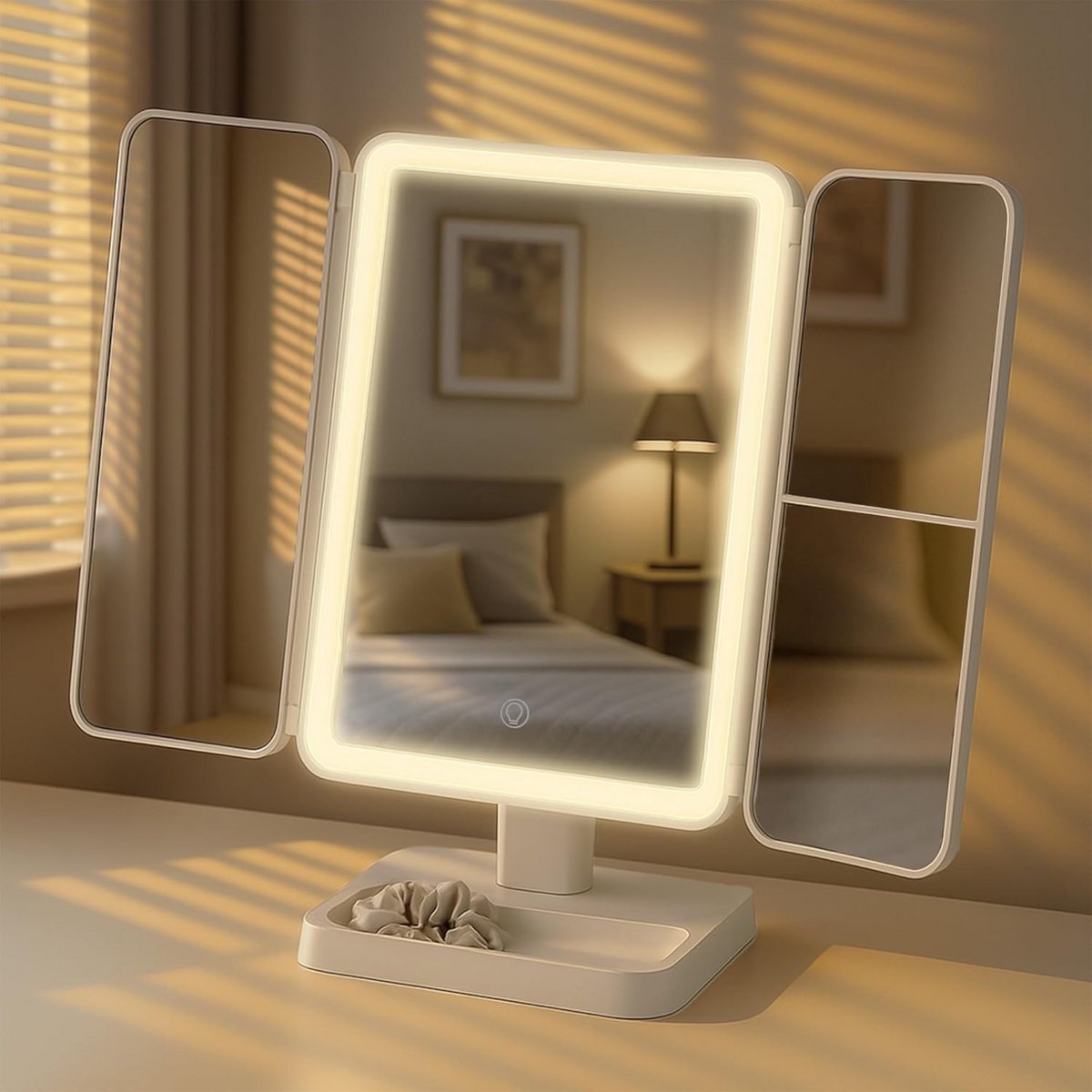 Verlichte Make-up Spiegel met 3 Vergrotingen en USB-C Opladen