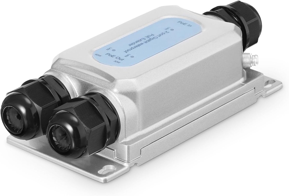 PoE Extender - Netwerk Switch - Buiten Netwerken - 1 PoE In 2 PoE Out - Gigabit Snelheid - Zilver