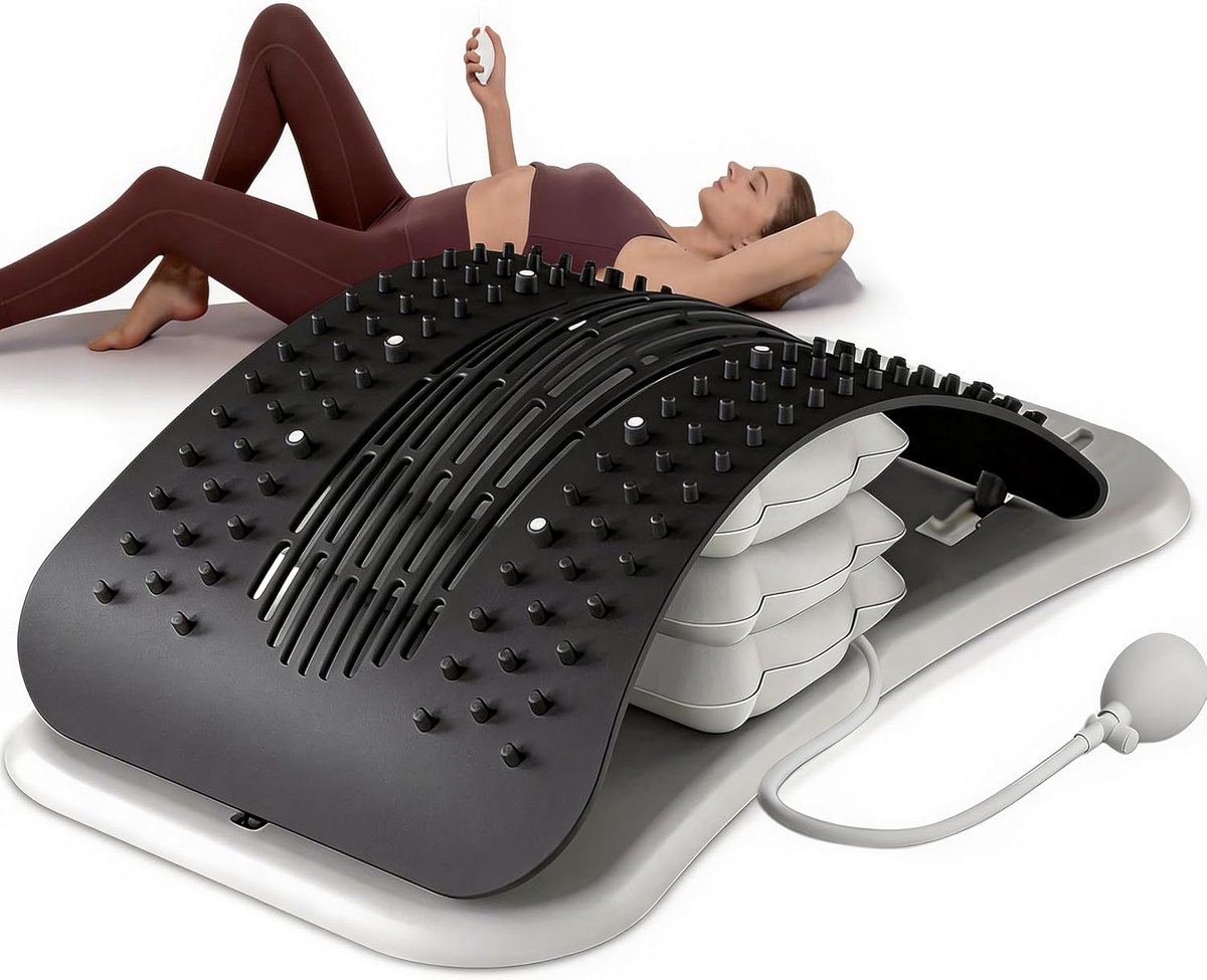 Rug stretcher - Rug trainer - Ontspanning rug - Verstelbaar luchtcomfort - 22 x 5 x 37 cm - Zwart