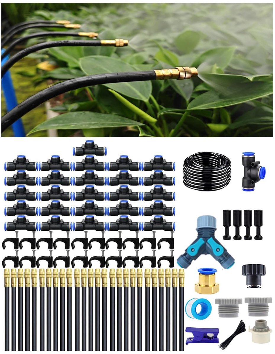 Druppelsysteem Tuin - Automatisch Bewateren - Planten Verzorgen - 360 Graden Verstelbaar - 30 Meter Slang - Zwart