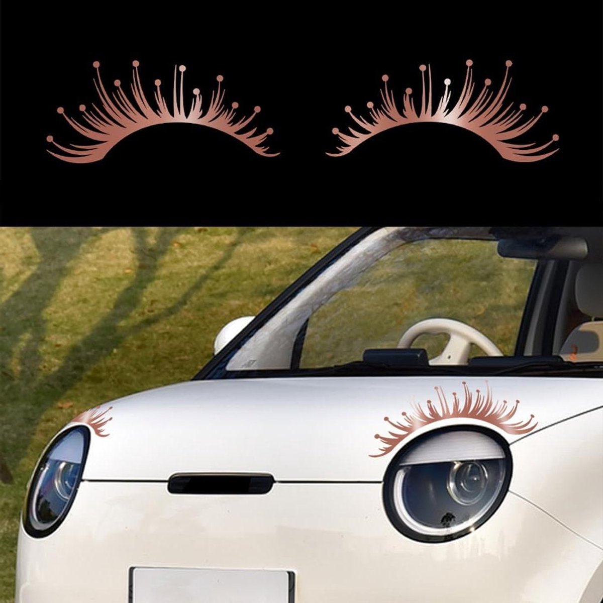 Auto Koplamp Wimpers - Nep Wimpers Auto - Auto Decoratie - Vinyl Grafische Sticker - 25 x 11 cm