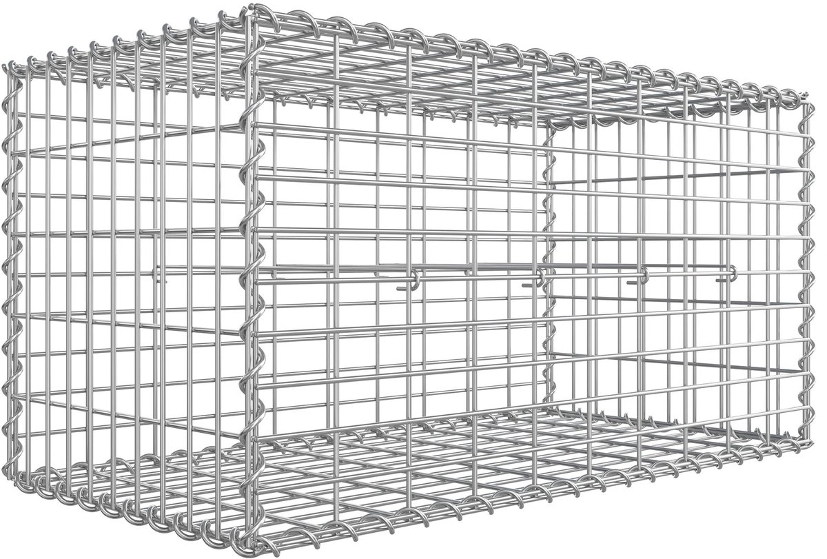 Geargalaxy Steenkorf - Schanskorf - Gabion - Stalen Mand - Schanskorf Tuin - Gaaskorf - Decoratieve Schanskorf - 100x50x50cm - Zilver